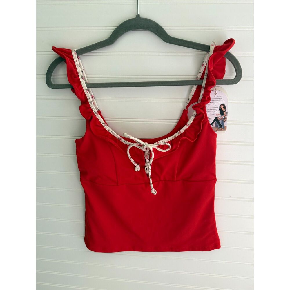NEW Blogilates Ruffle Lace Up Tank